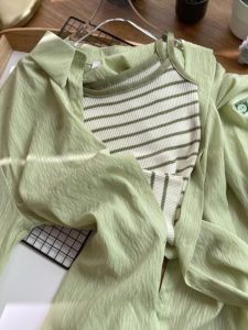 HUOLISI | Striped Knitted Design Camisole Slimming Short Tank Top