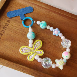 สร้อยข้อมือลูกปัดแฮนด์เมดสำหรับผู้หญิง กระเป๋าโทรศัพท์มือถือพร้อมลูกปัดลายผีเสื้อสุดหรู สร้อยคอโทรศัพท์มือถือแบบดึงดูดความสุข