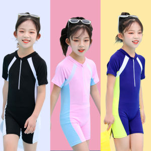 Childrens Swimwear Girls One-Piece Sun Protection Girl Western Style 2-11 Years Old Toddler Children Teens Professional Training Hot Spring Swimsuit