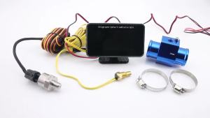 RYSJM | Universal LCD 12v 24v Digital 3in1 Water Temperature Gauge Oil Pressure Voltage Water Temp Meter Sensor 10mm 1/8 NPT Adapter