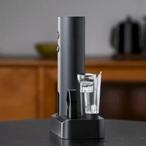 Electric Wine Bottle Corkscrew Automatic Cork Remover with Foil Cutter Wine Pourer & Vacuum Stopper ABS for Home Parties Gifts