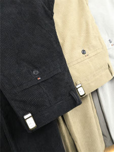 Mens Pure Color Corduroy Thermal Casual Pants Autumn Winter Straight Leg Business Leisure Long Trousers Fashion Urban Style