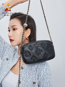 กระเป๋าสะพายข้างผ้าใบสีดำแฟชั่นสำหรับผู้หญิง สายโซ่ห้อยข้าง กระเป๋าถือสำหรับเดินทาง กระเป๋าถือสำหรับใส่กล้อง กระเป๋าสะพายข้างแบบลำลอง