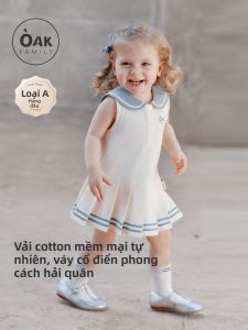 OAK FAMILY | Summer Sailor Collar Sleeveless Pleated Dress