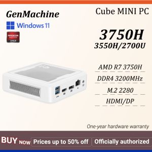 Genmachine Mini PC AMD Ryzen 7 3750H/R5 3150H/R7 2700U Windows DDR4 M.2 2280 SSD Portable Office Desktop Computer