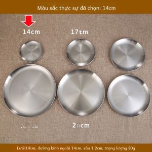 Phong Cách Hàn Quốc Thép Không Gỉ 304 Dày Dặn Khay Đựng Bánh Tròn Vàng Quán Cà Phê Khay Nhẹ Xương Món Ăn Thịt Nướng Đĩa Cửa Hàng