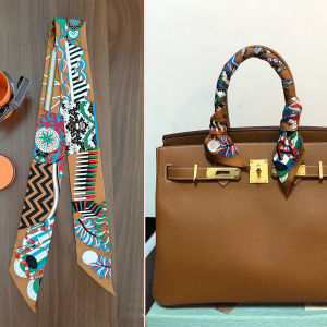 2024H Twill Silk Scarf New Arrival Umbrella and Duel Womens Bag Arm Bag Ribbon Small Scarf Handbag Strap Ribbon