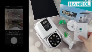 Hamrol 4k 8MP Dual Lens Dual Screen 4G AOV PTZ Solar Battery Camera Alarm Remind Waterproof CCTV