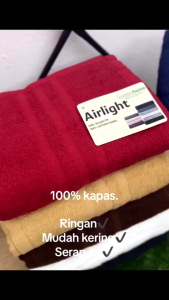 Airlight Bath Towel – 100% Natural Combed Cotton Soft & Absorbent | Tuala Mandi Lembut Menyerap Cepat Kering