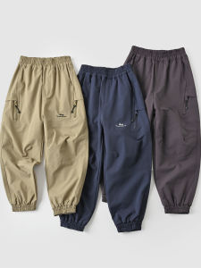 Spring Autumn Childrens Workwear Long Pants Boys Tightening Sports Trousers Elastic Waist Nylon Polyester Dry Fast Kids Clothes