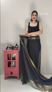 [Pre Order] Most Beautiful 1 Minute Ready To Wear Soft Kora Organza Jacquard Saree ~ Delivery Lead Time : 10 days