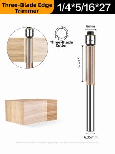 Mingren | Professional Straight Trimming Router Bit Alloy Triple Flute Dual Bearing 6.35mm