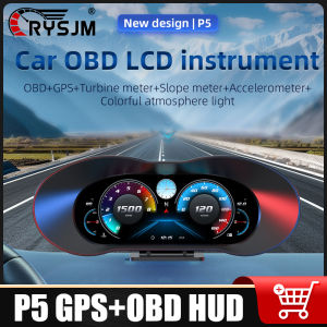 RYSJM | P5 Car OBD GPS Dual System HUD Head Up Display Slope Meter 6.2-inch on Board Computer Speed RPM Water Temp With Overspeed Alarm