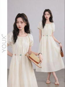 YOUXIANG | Đầm A-Line Đẹp Dây Nịt Eo Mới hè