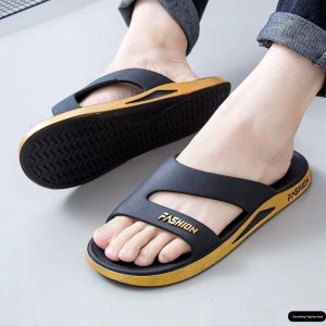 Mens Sporty Slip-On Slippers Comfortable Outdoor Beachwear Anti-Slip Bathroom Slippers Fashionable Casual EVA Flat Heel