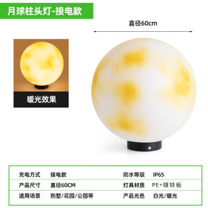 Solar Powered round Ball Moon Light Outdoor Villa Column Head Lamp Waterproof Smart Switch Control Modern Simple Design