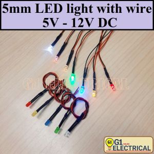 5mm Light Emitting Diode (LED) with wire/ LED Indicator light 5V – 12V DC