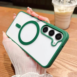 Magsafe Case S23ultra S22ultra เคสโทรศัพท์มือถือแบบใส แม่เหล็ก เคสซัมซุงกันกระแทก ชาร์จไร้สาย สําหรับ Samsung Galaxy S22 S23 S24 S25 Plus Ultra S23FE