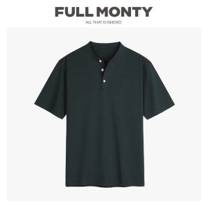 Henley Collar Summer Casual T-shirt Light Gray