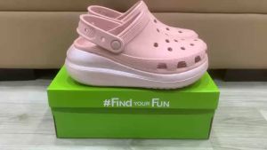 Dép sandal crocs chuẩn xịn chống hôi chân nhựa tế bào êm mềm  đi mưa lội nước đi biển Crocs Band Crush Nhũ Hồng đế cao 6cm cho nữ