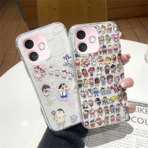 New Phone Case OPPO A5 Pro A79 A60 A18 A38 A58 A78 A98 NFC 4G 5G Ins Fun Cartoon Colourful Dinosaur Crayon Shin-chan Casing Anti-fall Silicone Soft Cover 2025
