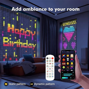 Smart LED Curtain Light APP Control RGB Dimmable DIY Pattern Music Ambient Lighting For Home Holiday Party Christmas Decoration