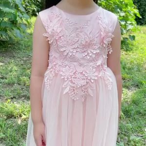 Flower Girl Dresses Lace Ankle Length Sleeveless Princess Dresses for Party Wedding Show Kids Clothes E1959
