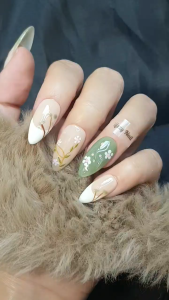 Lizzy Nail 040 | Nailbox Móng Úp Hoa Nhí Lá | Set 10 Móng Giả Press On Nails