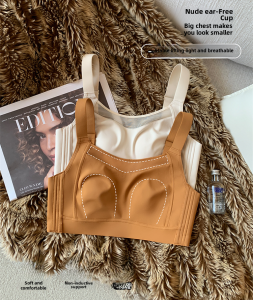 Rabbit Ear Cup Full Size Womens Bra Large Bust Appears Small with Side Breast Collection Anti-Sagging Thin Style No Trace Summer