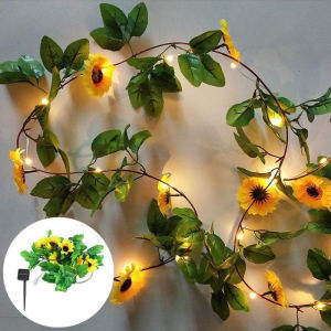 Solar Outdoor Lights Festoon Sunflower Maple Leaves LED Light String Wedding Garden Holiday Balcony Decoration Solar Garland