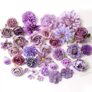 Purple Artificial Flowers Heads Silk Fake Flowers For Home Decor Party Wedding Decoration DIY Valentines Day Gifts Accessories