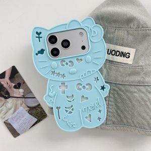 Sanrio | Ốp Điện Thoại iPhone 3D Hello Kitty Hoạt Hình Dễ Thương Chống Sốc Chống Xước Chất Liệu Silicon Thiết Kế Hình Sao Rỗng Đáng Yêu