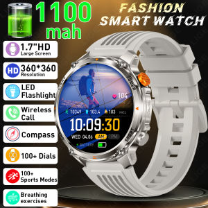 LIGE | 2026 Outdoor Smart Watch Men Sports Watches Compass 1100MaH Battery Flashlight IP68 Waterproof Military Women Smartwatch Men New