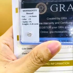 Khuyên tai nữ bạc xi bạch kim moissanite Mỹ D/FL màu trắng kiểm định GRA 6 chấu size từ 6mm - 8.1mm Bông tai bạc nam mạ vàng trắng đính kim cương nhân tạo moissanite đẹp Hoa tai bạc thật xi kim thiết kế sang trọng và đẳng cấp -  KIM LỘC PHÁT B6CMT58