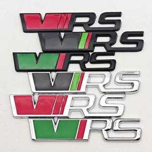BYD CARE | 3D Metal Logo VRS Sticker Letters Emblem Car Front Grille Fender Side Trunk Badge For Skoda RS VRS Stickers Accessories