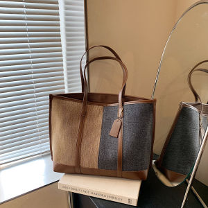 Large Capacity Casual Underarm Womens Bag 2025 New Fashion Color Block Handbag Simple Commuting Tote Bag