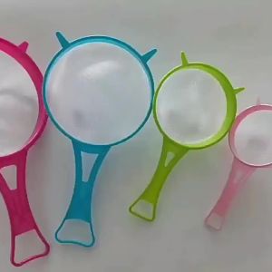 4Pcs Plastic Mesh Sieve Set Multi Size Flour Sifter Tea Strainer Kitchen Filter Screen for Baking Cooking Easy To Clean