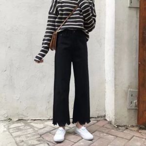 High Waist Straight Leg Jeans for Girls Loose Fit Wide Leg Long Pants Spring Summer New Style Childrens Denim Trousers