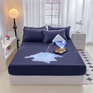 UPzo Safe Waterproof Mattress Protector Soft Comfortable Breathable Solid Color Bedding Mattress Cover Fitted No Pillowcases