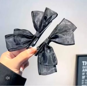 Side Black Lace Ribbon Hair Clips Half Ribbon hair accessories pin rambut butterfly Rama-rama clip蝴蝶结边夹发夹发饰头饰网红发夹韩式发夹