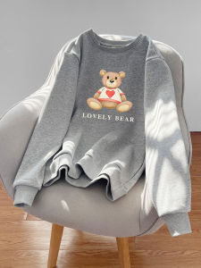 round Neck Sweatshirt Womens Spring Autumn 2025 New plus Size Thin Cotton Long Sleeve Grey Early Autumn Pure Cotton Top