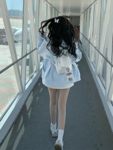 SUHUIQIAN | Hooded Gray Loose Style Zippered Jacket