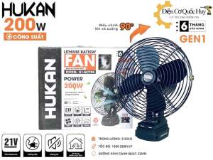 Quạt pin Hukan G1-T08 Công suất 200w 2 cấp độ đường kính cánh quạt 22mm tích hợp cổng sạc điện thoại usb