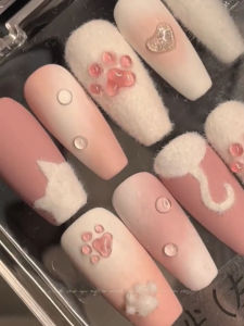 Tay Nhung Lông Mèo Dễ Thương Có Thể Tháo Rời Móng Tay Giả Dụng Cụ Làm Đẹp Móng Tay Phụ Kiện Trang Trí Móng Tay Thương Hiệu Khác