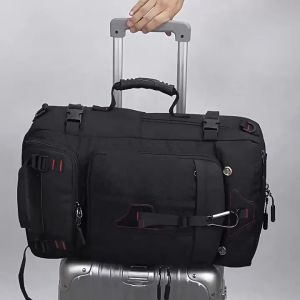 New Cordura Waterproof Multi-Compartment Convertible Backpack 60L for Travel and Outdoor Sports - Black