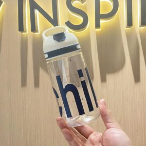 450ML Sports Water Bottle Leak Proof Colorful with Straw Drinking Kettle Healthy Plastic Portable School Cup Transparent Water