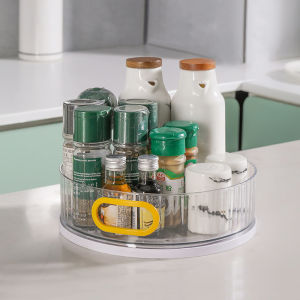 KItchen 360° Rotating Seasoning Rack Supplies Oil Salt Sauce Vinegar Storage Rack Box Organizer Space Save Shelf Cosmetics Storage Box Table Top Skin Care Storage Basket