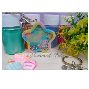 Gantungan tas shaker resin isi manik gantungan kunci karakter lucu warna kombinasi pastel termurah