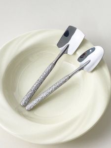 304 Stainless Steel Hammered Handle Shovel Spoon for Eating Watermelon Couples Gardening Spade Soup Spoon Non-Disposable Handmade
