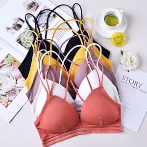 LadyLuxe - Bikini Bra Wanita BH Busa Tali Simpul Seamless Super Ringan Tanpa Kawat Tali Silang Cup Bra Pakaian Dalam BR081